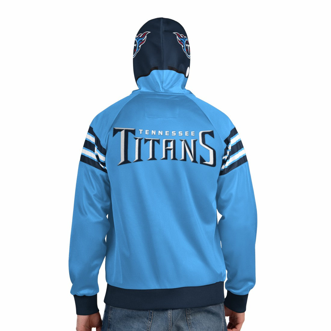 Tennessee Titans Pro Player Helmet Full-Zip Hooded Track Jacket - Light Blue/Navy Jackets