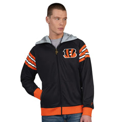 Cincinnati Bengals Pro Player Helmet Full-Zip Hooded Track Jacket - Black/Orange Jackets