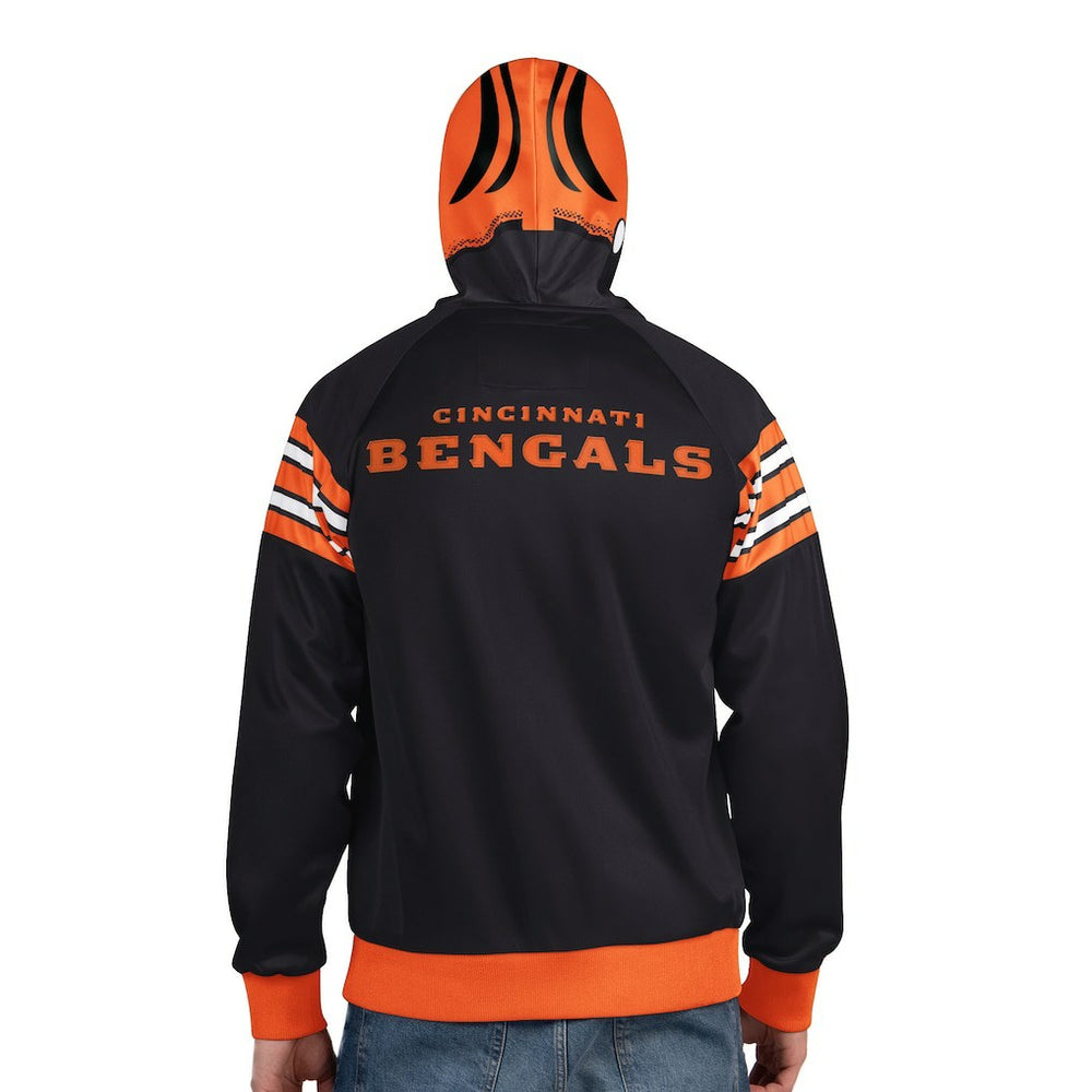 Cincinnati Bengals Pro Player Helmet Full-Zip Hooded Track Jacket - Black/Orange Jackets