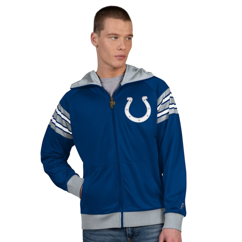 Indianapolis Colts Pro Player Helmet Full-Zip Hooded Track Jacket - Royal/White Jackets