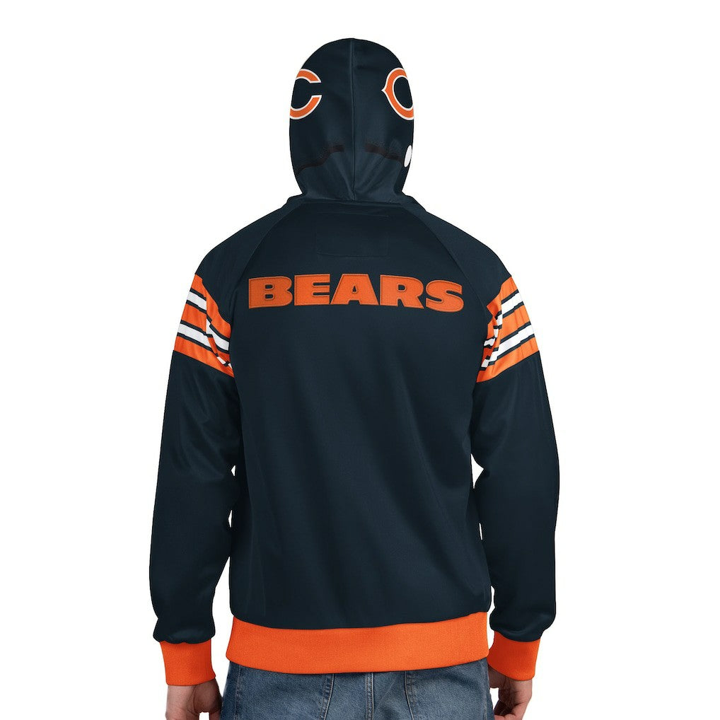 Chicago Bears Pro Player Helmet Full-Zip Hooded Track Jacket - Navy/Orange Jackets
