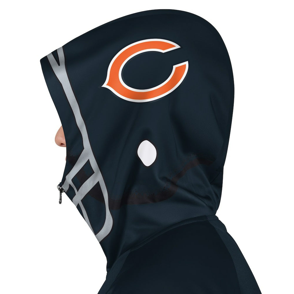 Chicago Bears Pro Player Helmet Full-Zip Hooded Track Jacket - Navy/Orange Jackets