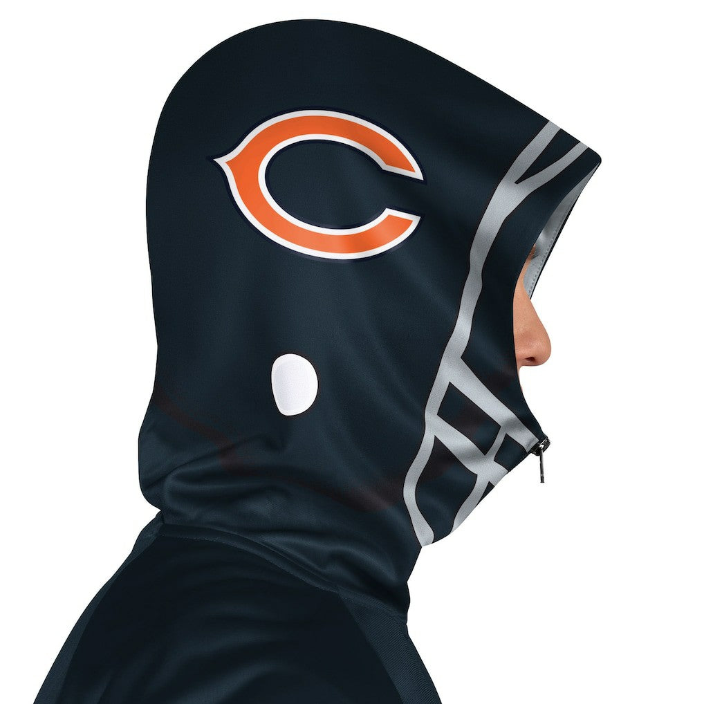 Chicago Bears Pro Player Helmet Full-Zip Hooded Track Jacket - Navy/Orange Jackets