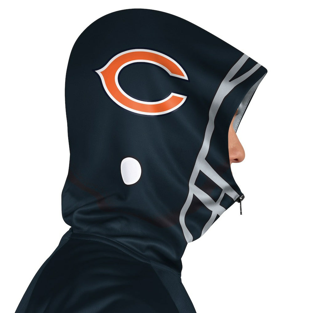 Chicago Bears Pro Player Helmet Full-Zip Hooded Track Jacket - Navy/Orange Jackets