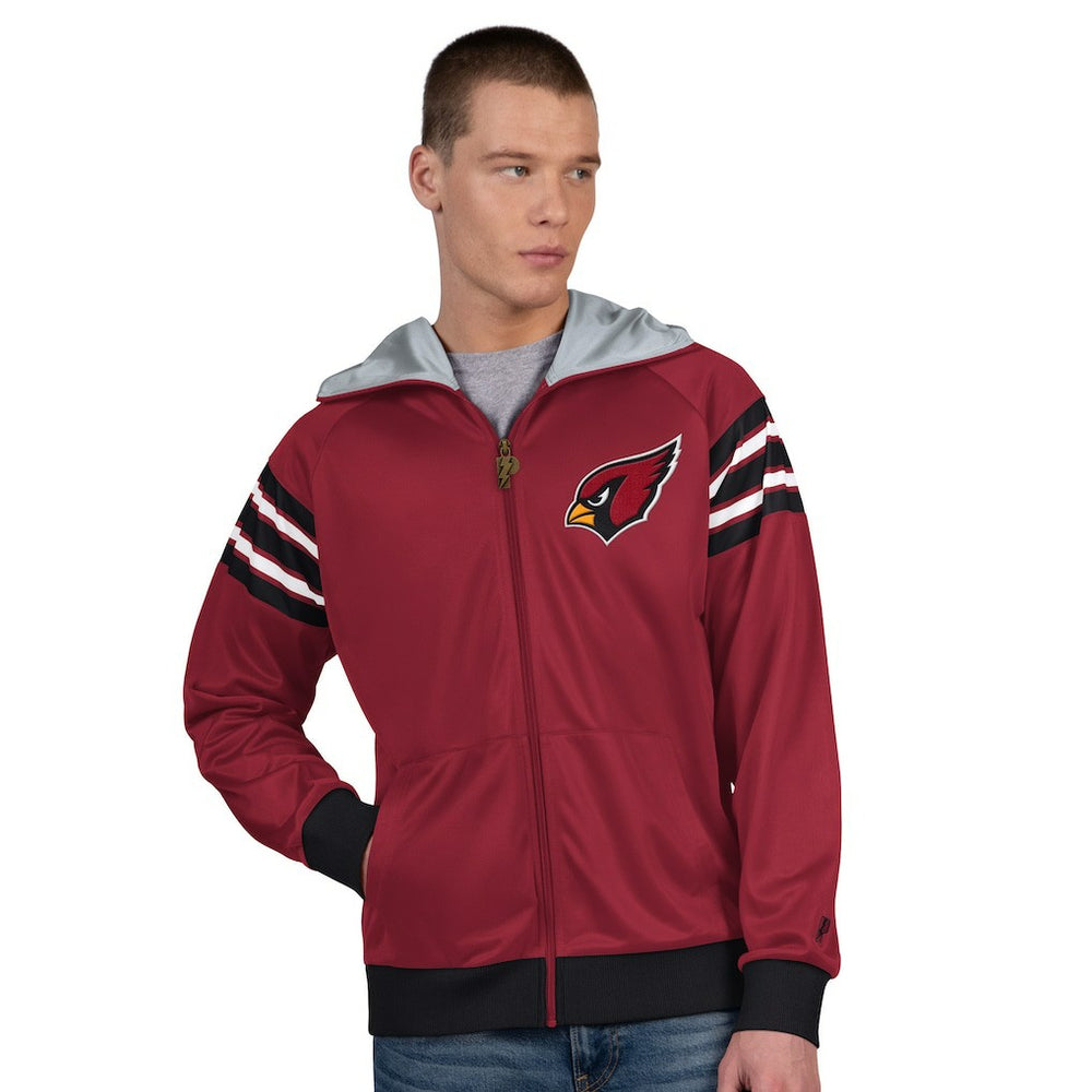 Arizona Cardinals Pro Player Helmet Full-Zip Hooded Track Jacket - Cardinal/White Jackets