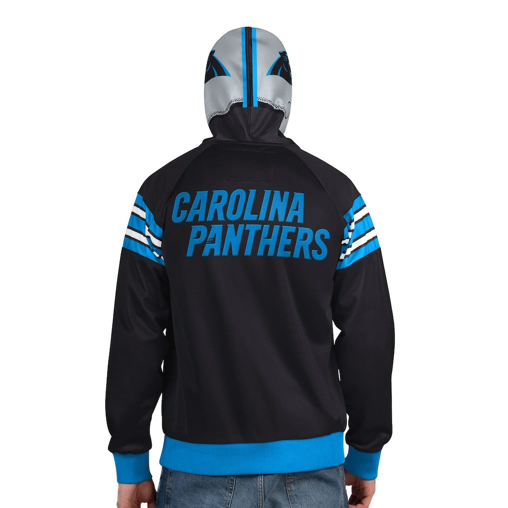 Carolina Panthers Pro Player Helmet Full-Zip Hooded Track Jacket - Black/Silver Jackets