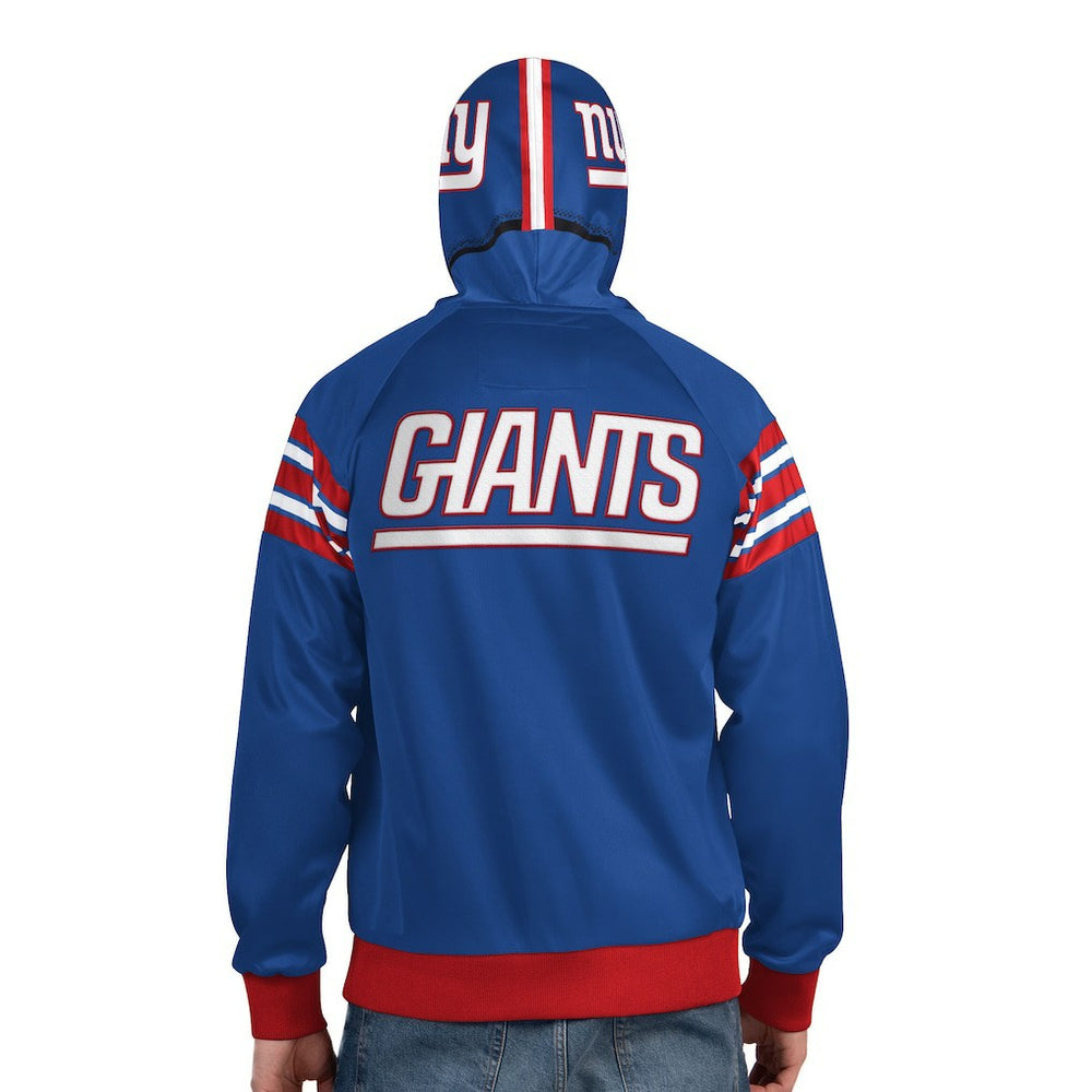 New York Giants Pro Player Helmet Full-Zip Hooded Track Jacket - Royal/Red Jackets