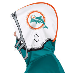 Miami Dolphins Pro Player Retro Helmet Full-Zip Hooded Track Jacket - Aqua/Coral Jackets