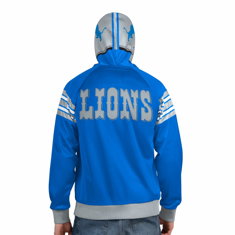 Detroit Lions Pro Player Retro Helmet Full-Zip Hooded Track Jacket - Blue/Silver Jackets