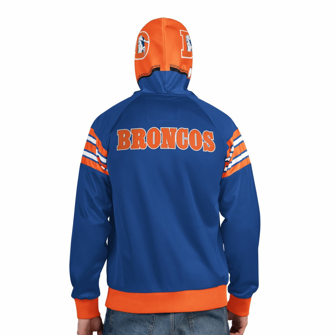 Denver Broncos Pro Player Retro Helmet Full-Zip Hooded Track Jacket - Royal/Orange Jackets
