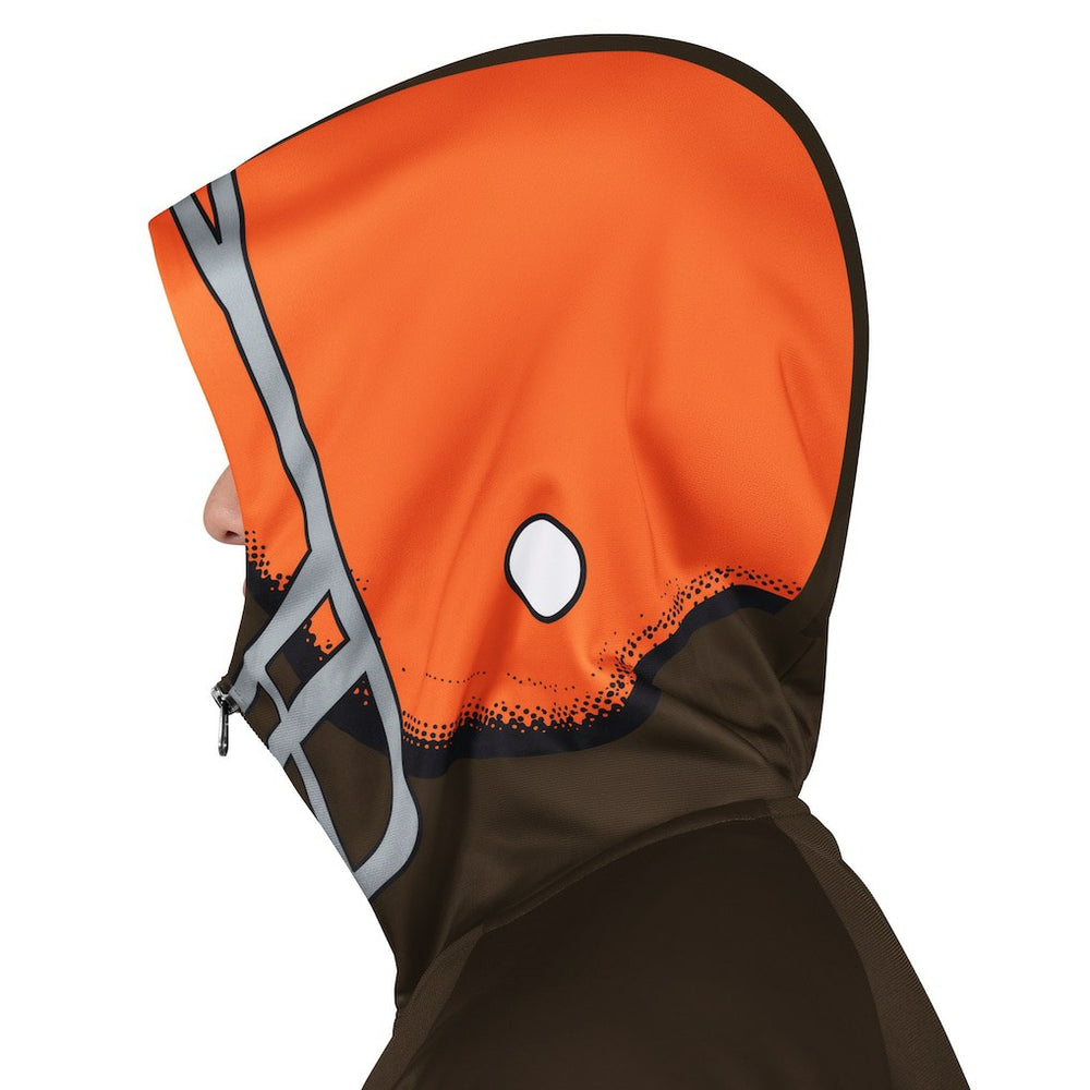 Cleveland Browns Pro Player Retro Helmet Full-Zip Hooded Track Jacket - Brown/Orange Jackets