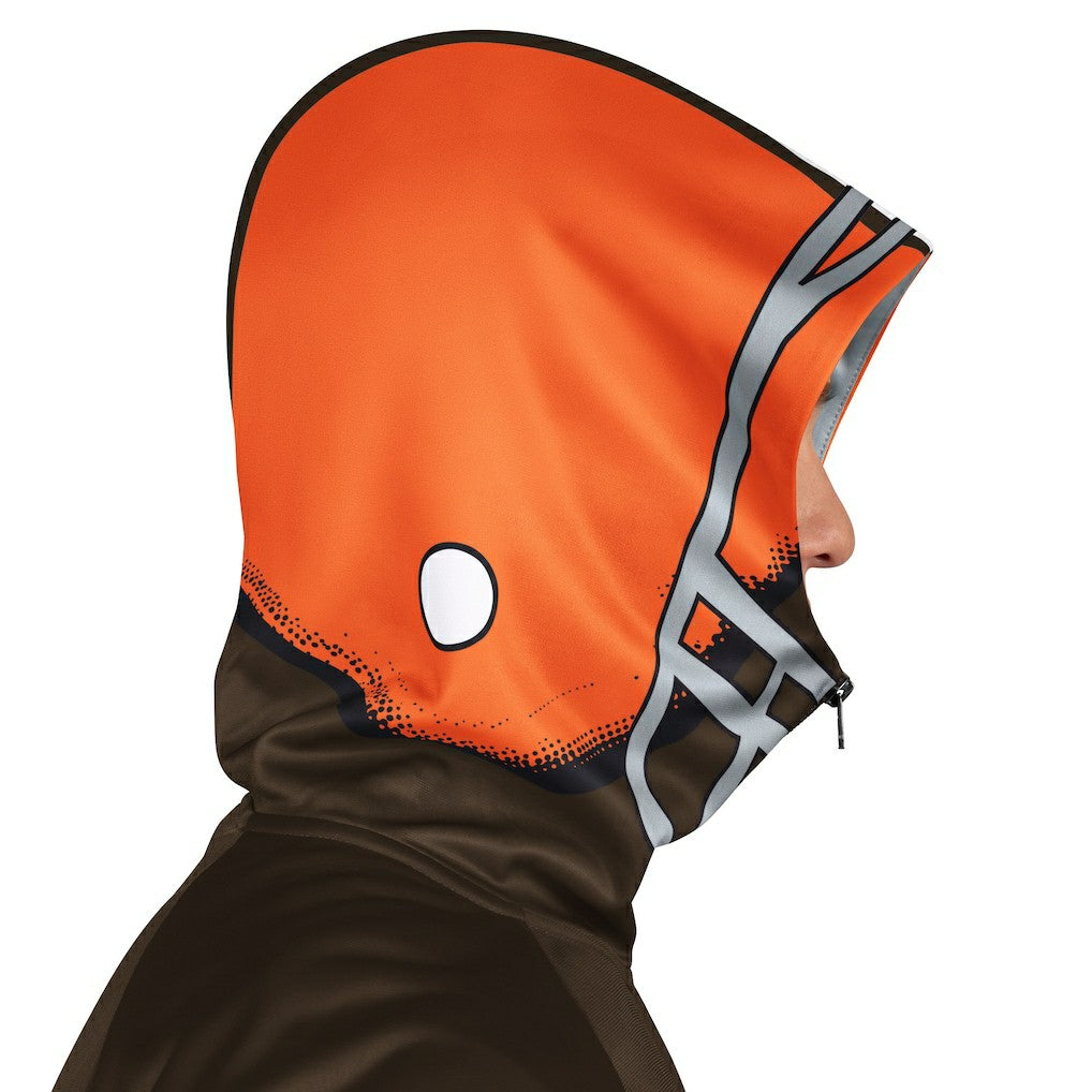 Cleveland Browns Pro Player Retro Helmet Full-Zip Hooded Track Jacket - Brown/Orange Jackets