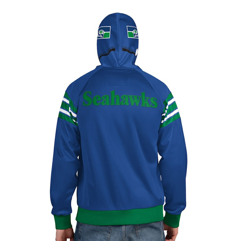 Seattle Seahawks Pro Player Retro Helmet Full-Zip Hooded Track Jacket - Royal/Green Jackets