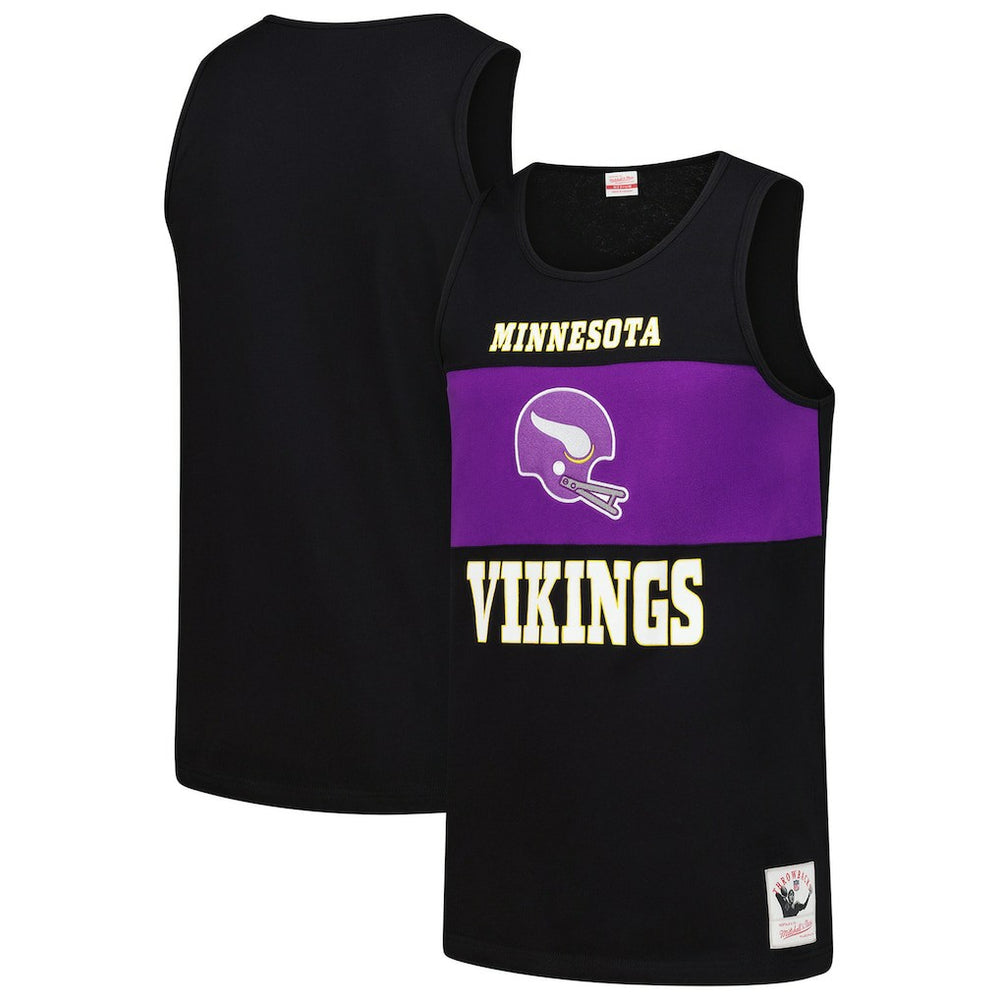 Minnesota Vikings Retro Colorblock Tank Top - Black Tops
