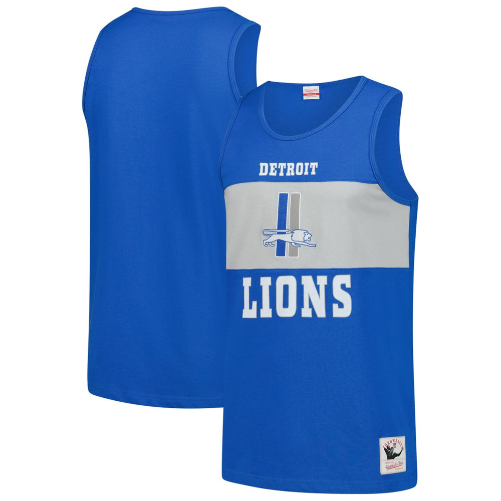 Detroit Lions Retro Colorblock Tank Top - Blue Tops