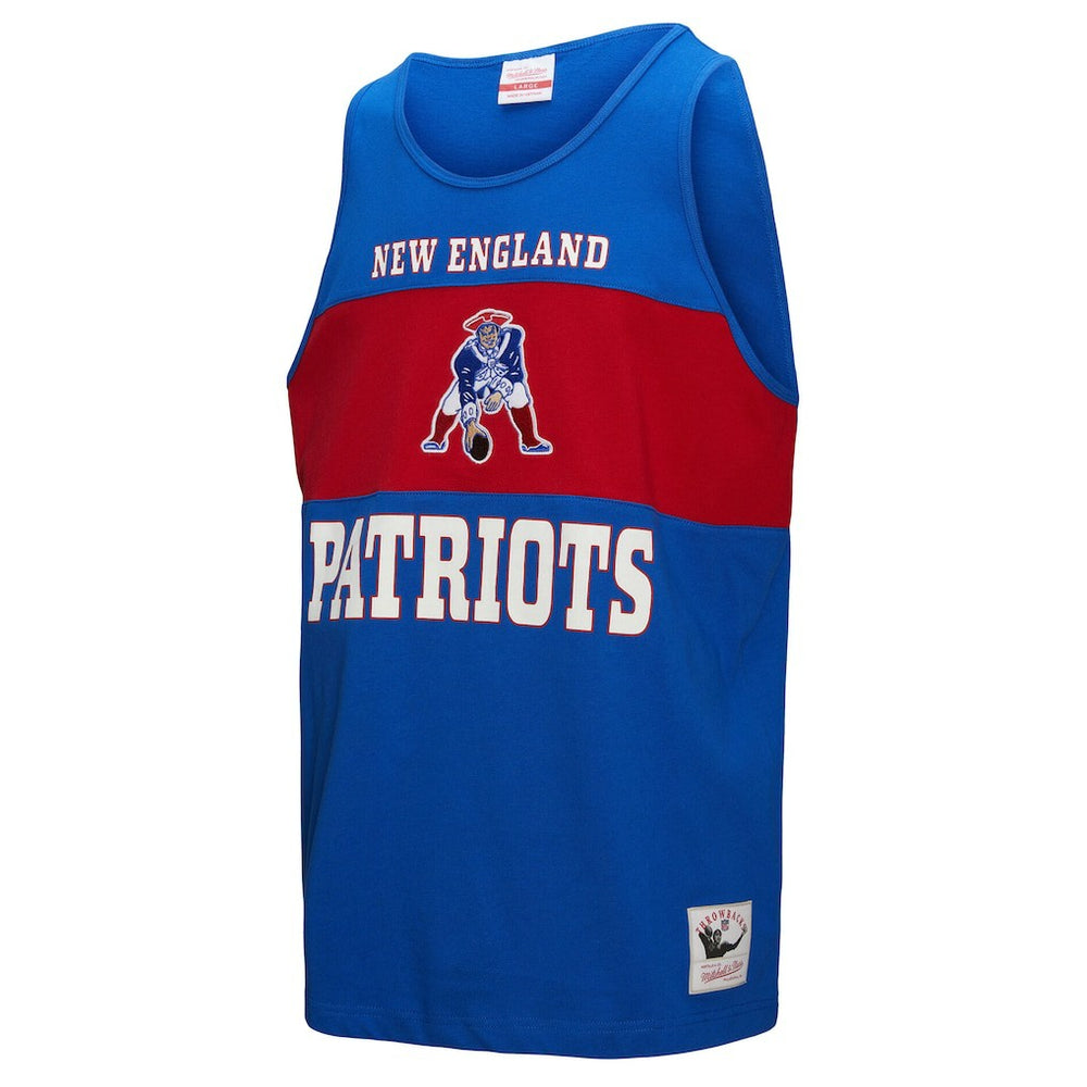 New England Patriots Retro Colorblock Tank Top - Royal Tops