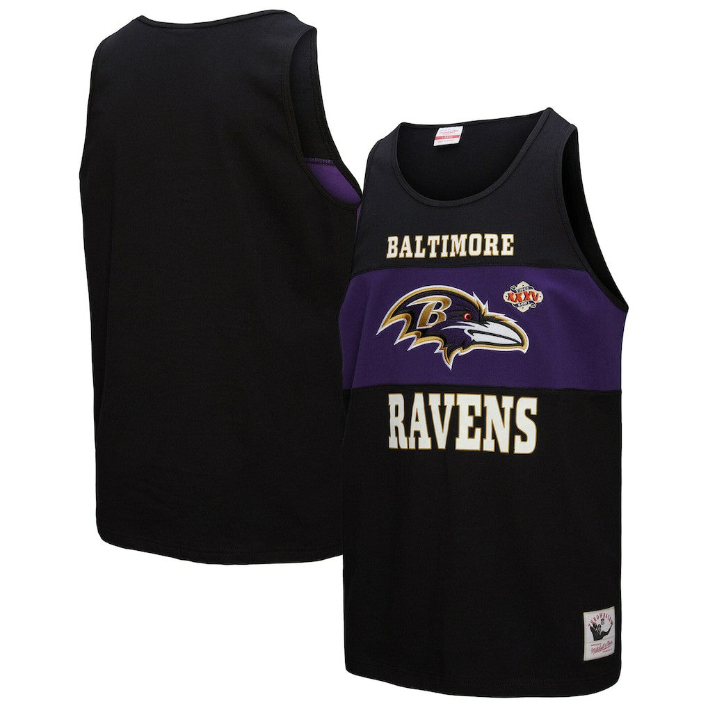 Baltimore Ravens Retro Colorblock Tank Top - Black Tops