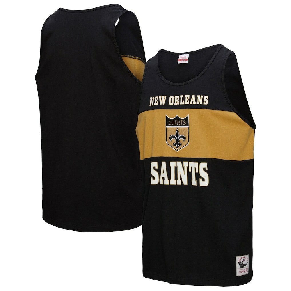 New Orleans Saints Retro Colorblock Tank Top - Black Tops