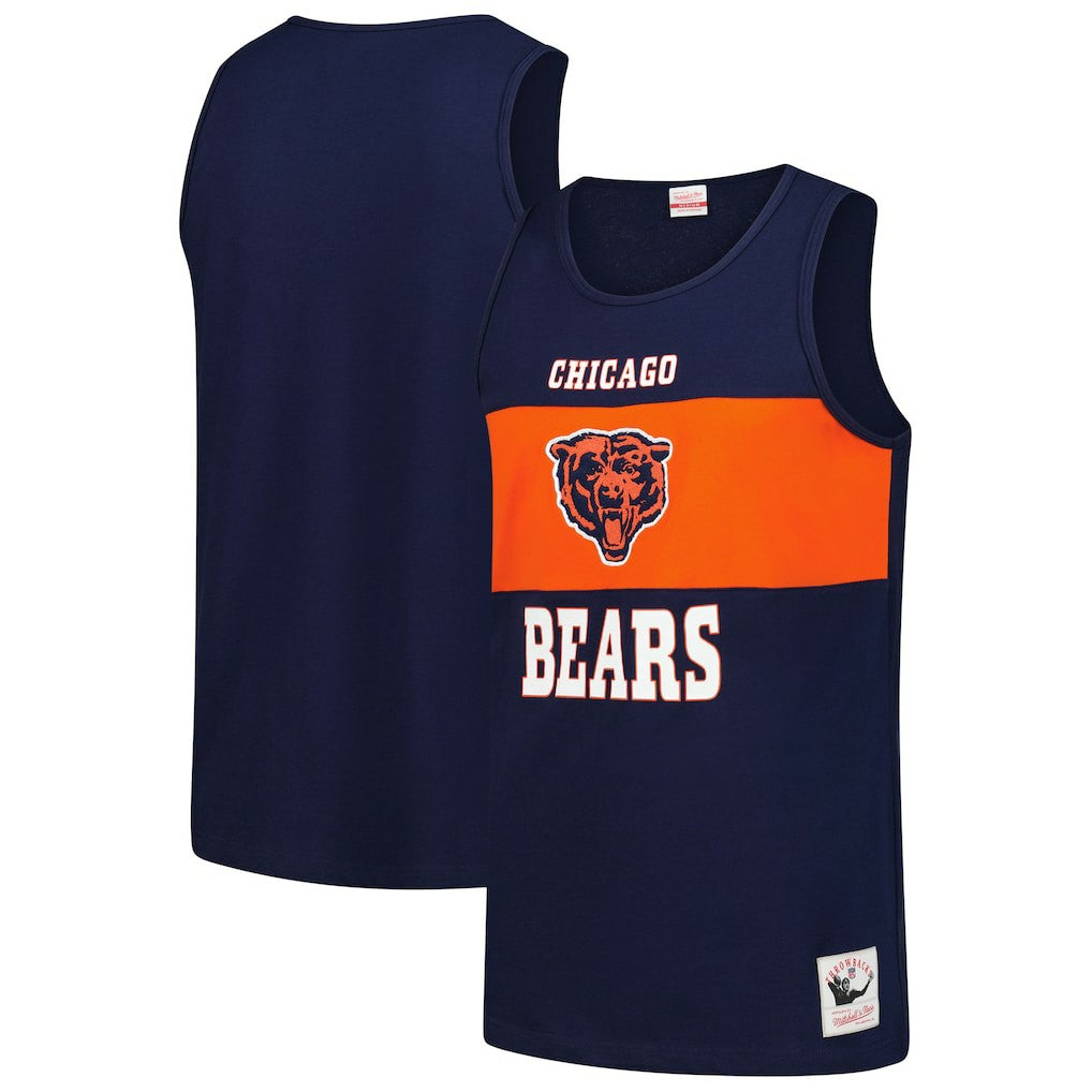 Chicago Bears Retro Colorblock Tank Top - Navy Tops