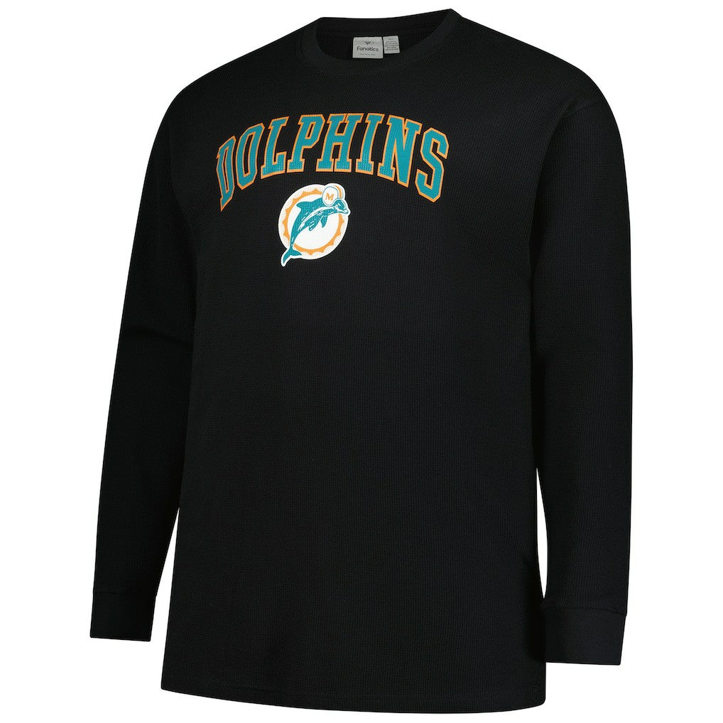 Miami Dolphins Big & Tall Throwback Thermal Long Sleeve T-Shirt - Black T-shirts