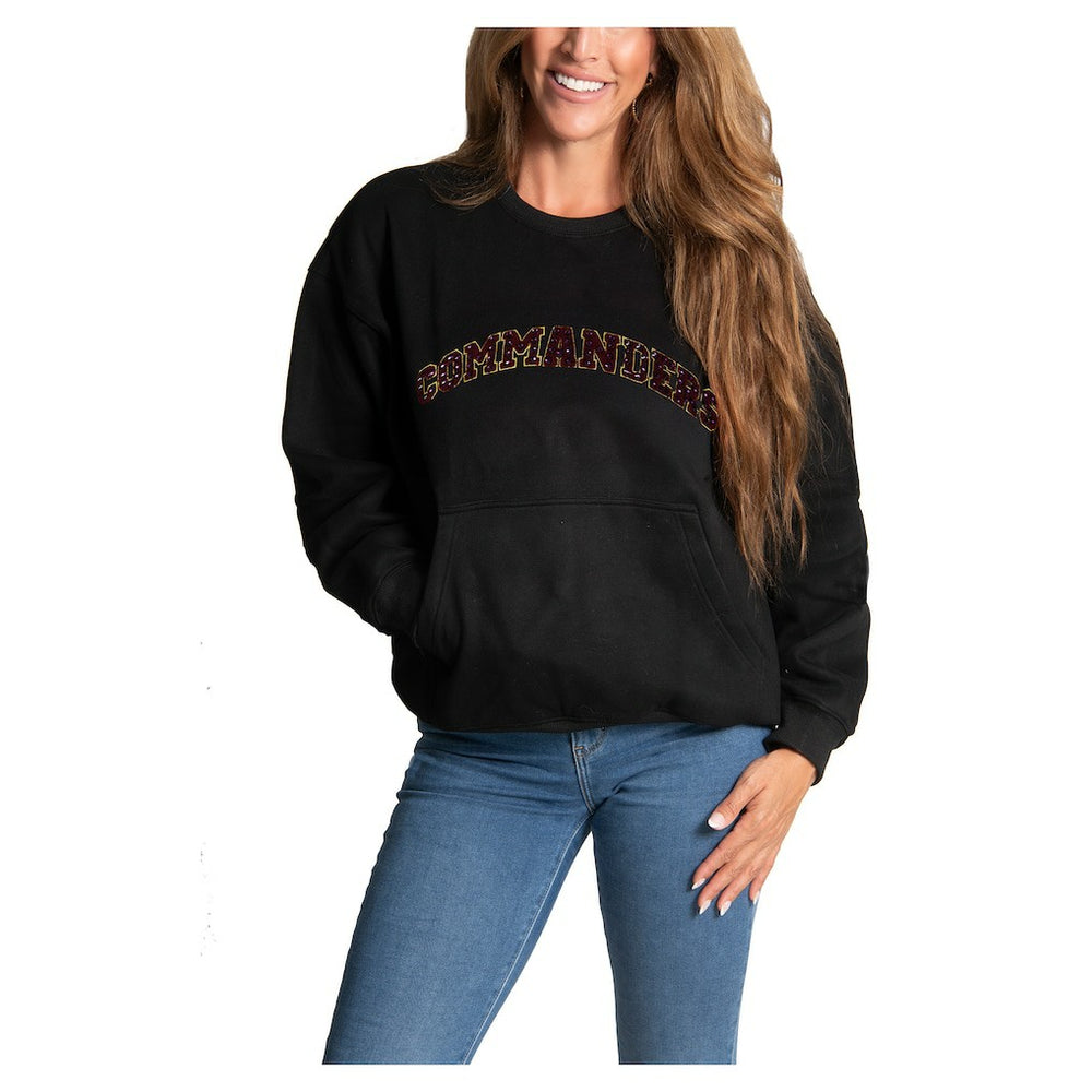 Washington Commanders Cuce Women's Chenille Jeweled Sweatshirt - Black Sweatshirts