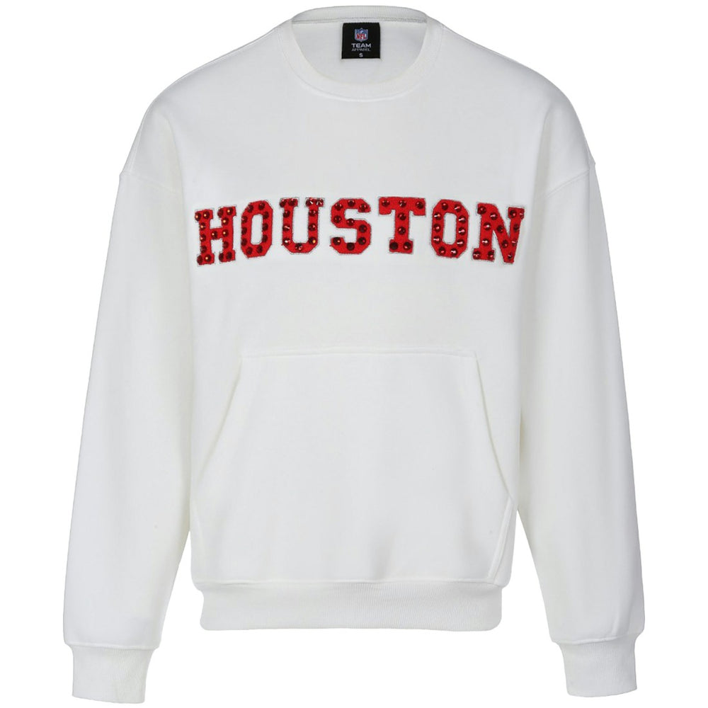 Houston Texans Cuce Women's Chenille Jeweled Sweatshirt - White Sweatshirts