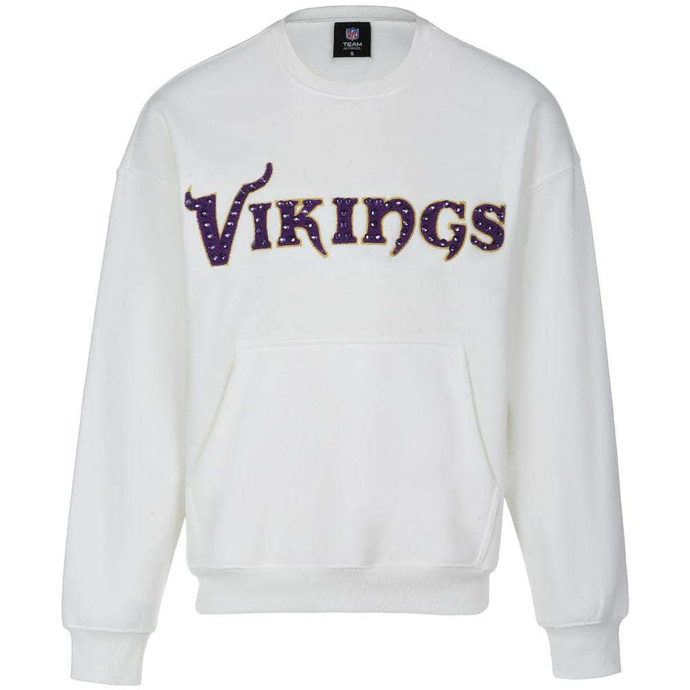Minnesota Vikings Cuce Women's Chenille Jeweled Sweatshirt - White Sweatshirts