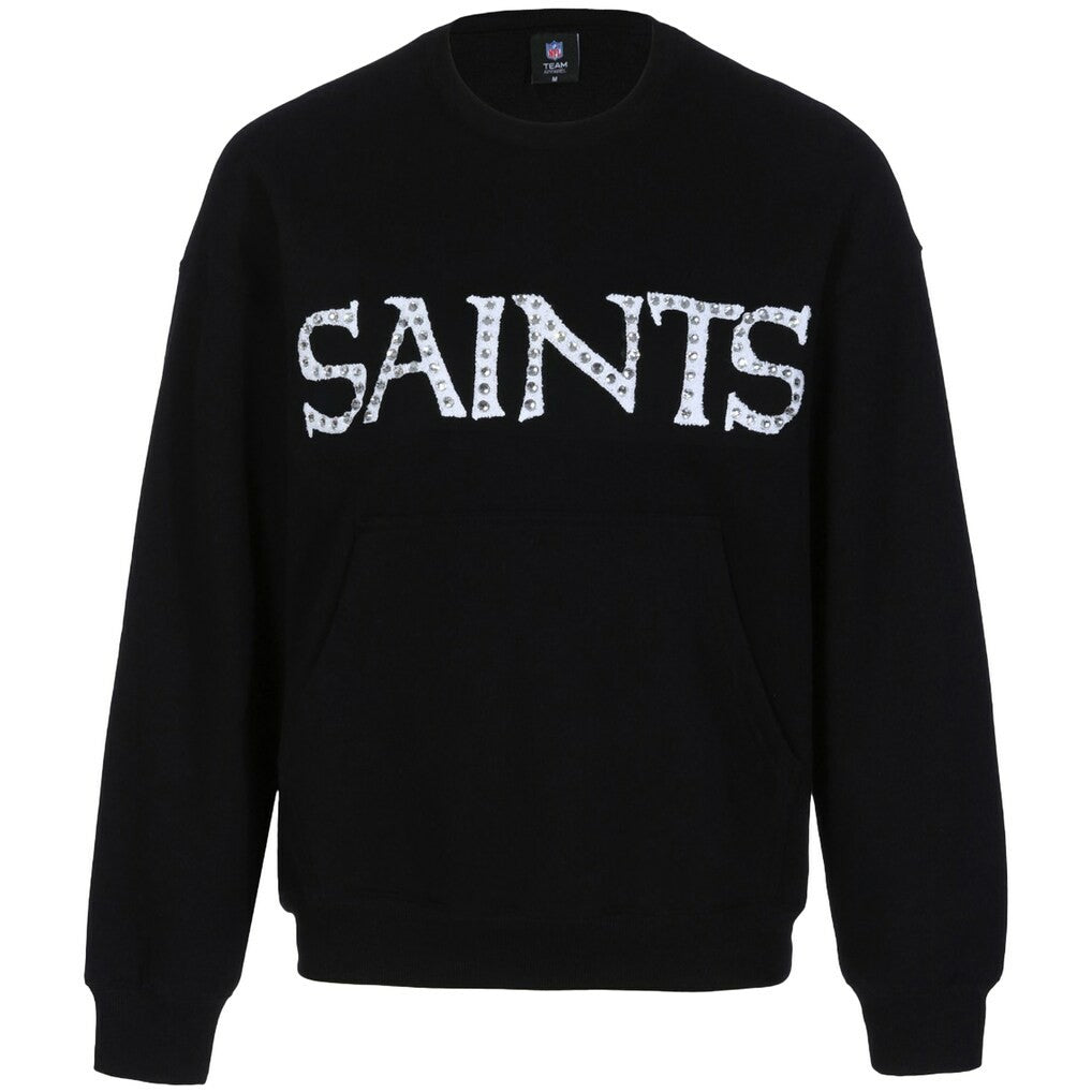 New Orleans Saints Cuce Women's Chenille Jeweled Sweatshirt - Black Sweatshirts