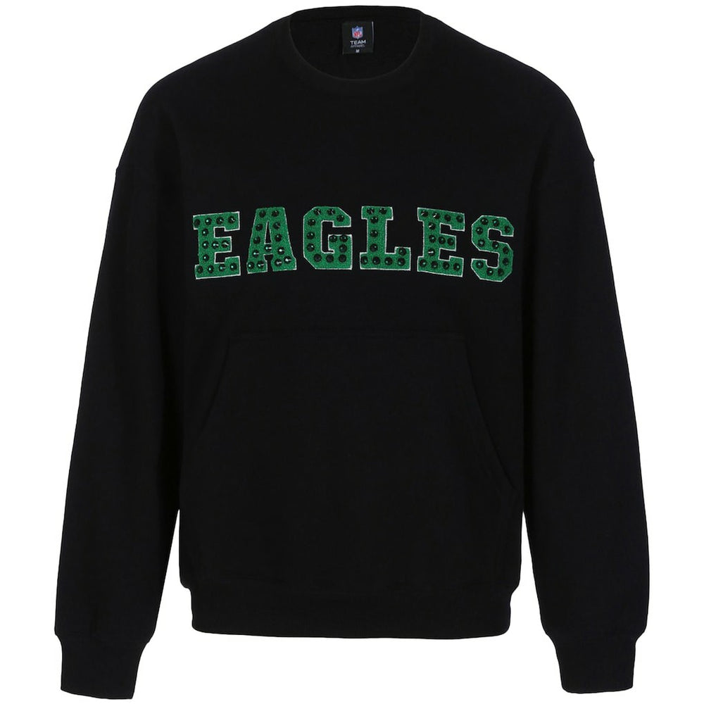 Philadelphia Eagles Cuce Women's Chenille Jeweled Sweatshirt - Black Sweatshirts