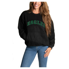 Philadelphia Eagles Cuce Women's Chenille Jeweled Sweatshirt - Black Sweatshirts