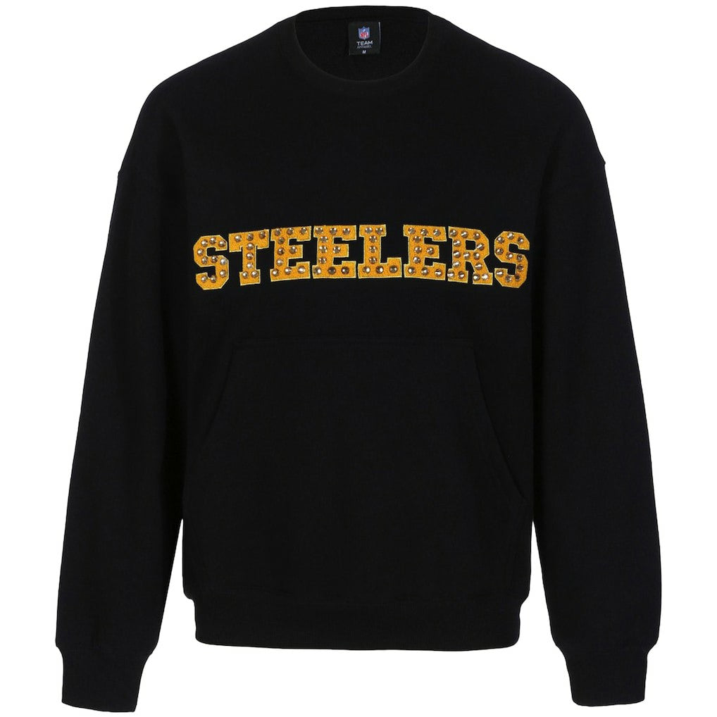 Pittsburgh Steelers Cuce Women's Chenille Jeweled Sweatshirt - Black Sweatshirts