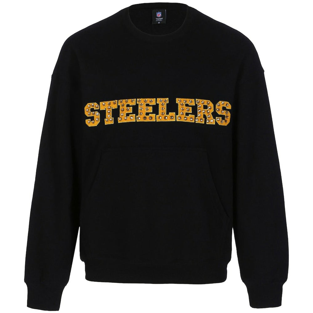 Pittsburgh Steelers Cuce Women's Chenille Jeweled Sweatshirt - Black Sweatshirts