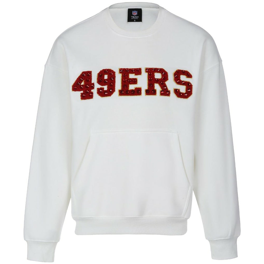 San Francisco 49ers Cuce Women's Chenille Jeweled Sweatshirt - White Sweatshirts