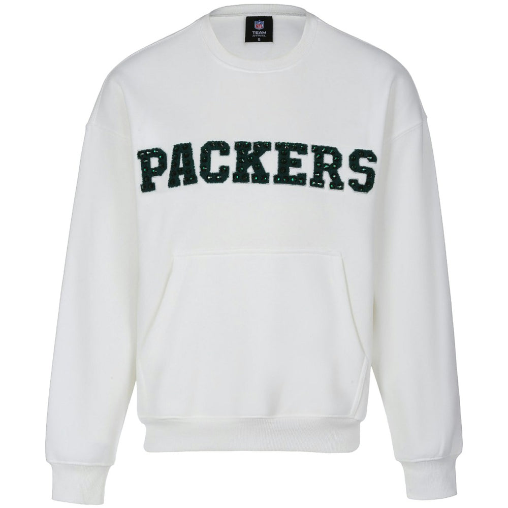 Green Bay Packers Cuce Women's Chenille Jeweled Sweatshirt - White Sweatshirts