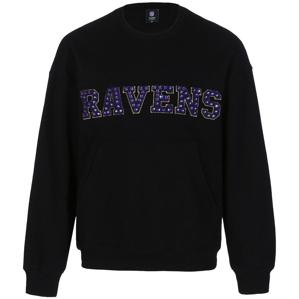 Baltimore Ravens Cuce Women's Chenille Jeweled Sweatshirt - Black Sweatshirts
