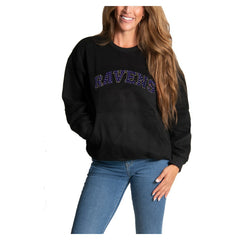 Baltimore Ravens Cuce Women's Chenille Jeweled Sweatshirt - Black Sweatshirts