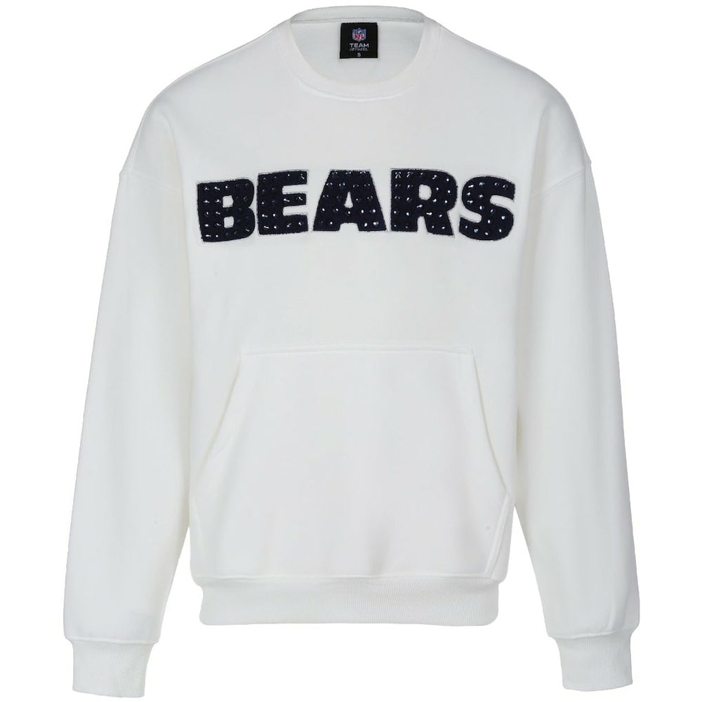 Chicago Bears Cuce Women's Chenille Jeweled Sweatshirt - White Sweatshirts