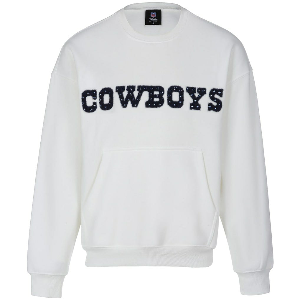 Dallas Cowboys Cuce Women's Chenille Jeweled Sweatshirt - White Sweatshirts