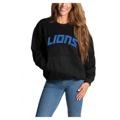 Detroit Lions Cuce Women's Chenille Jeweled Sweatshirt - Black Sweatshirts