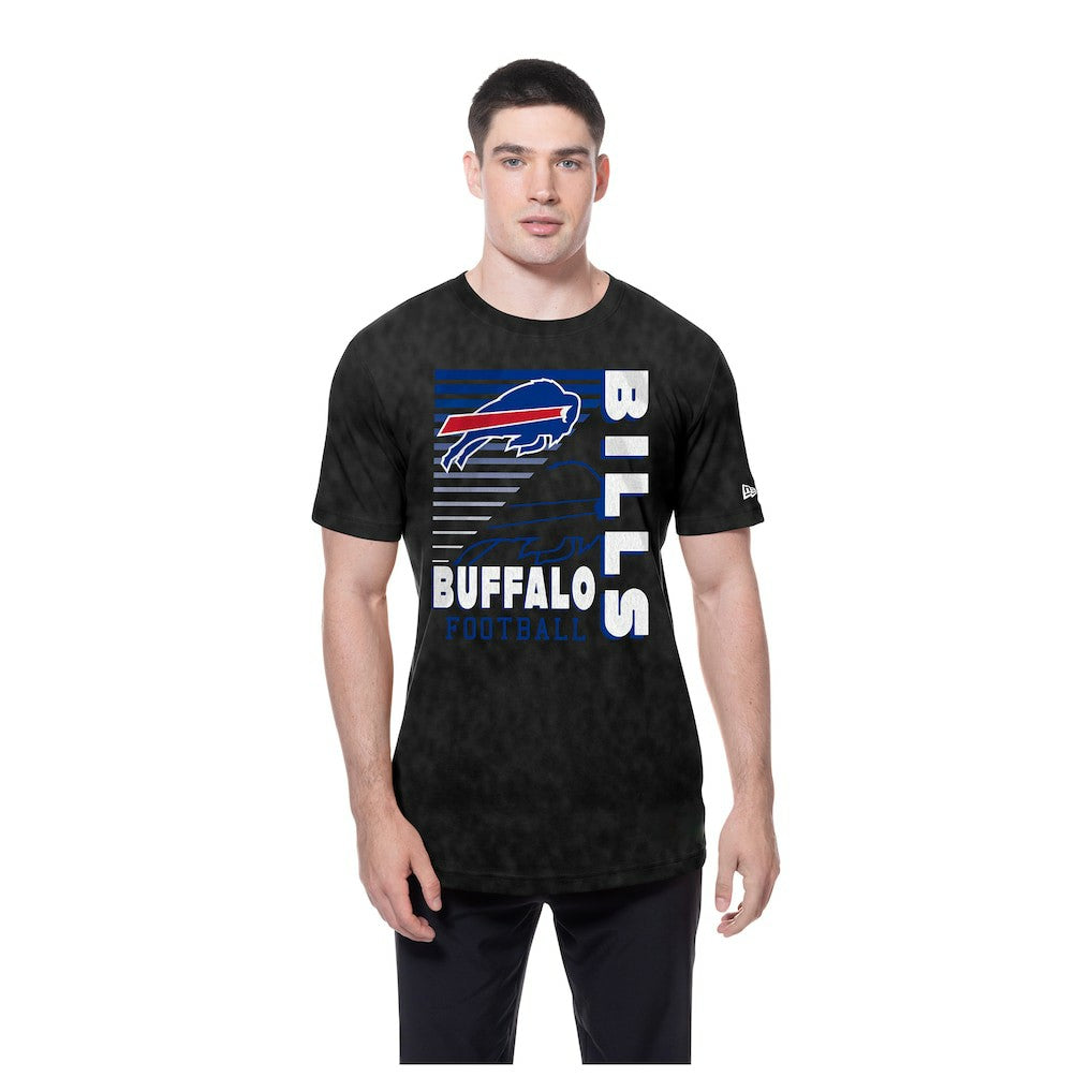 Buffalo Bills New Era Retro Logo Enzyme Washed Oversized T-Shirt - Black T-shirts