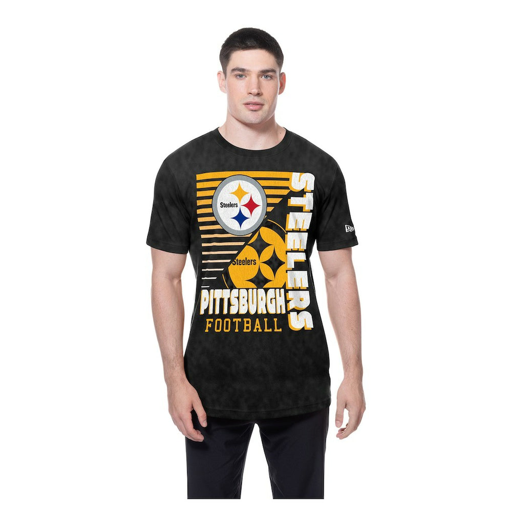 Pittsburgh Steelers New Era Enzyme Washed Oversized T-Shirt - Black T-shirts