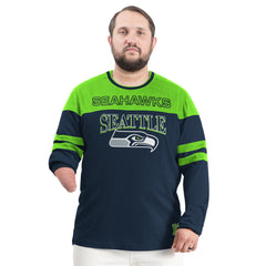 Seattle Seahawks G-III Sports by Carl Banks Adaptive Outlast Long Sleeve T-Shirt - College Navy/Neon Green T-shirts