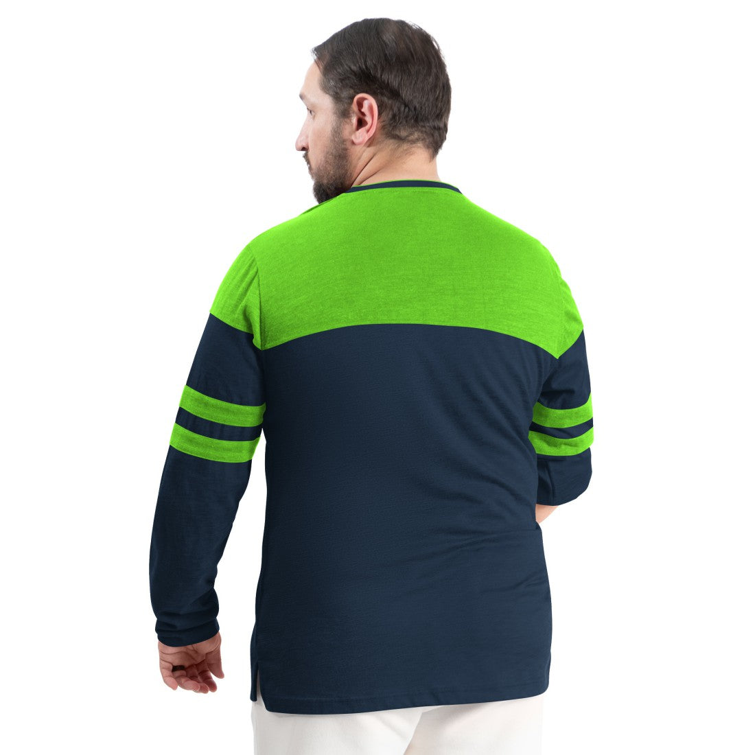 Seattle Seahawks G-III Sports by Carl Banks Adaptive Outlast Long Sleeve T-Shirt - College Navy/Neon Green T-shirts