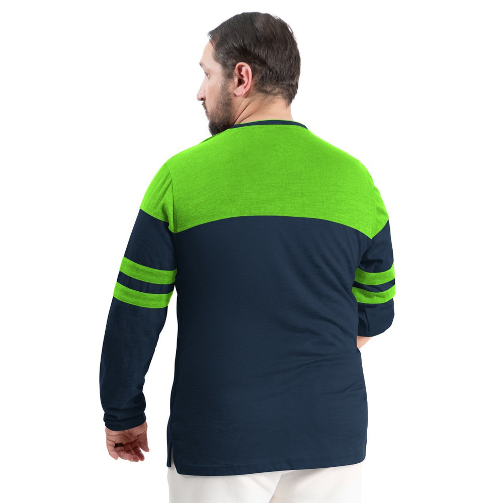 Seattle Seahawks G-III Sports by Carl Banks Adaptive Outlast Long Sleeve T-Shirt - College Navy/Neon Green T-shirts