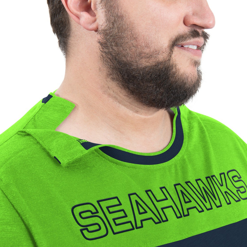Seattle Seahawks G-III Sports by Carl Banks Adaptive Outlast Long Sleeve T-Shirt - College Navy/Neon Green T-shirts