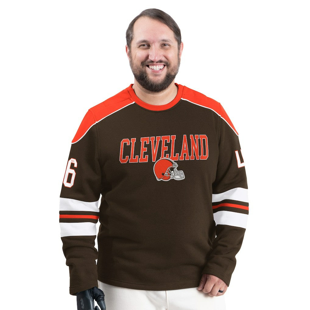 Cleveland Browns G-III Sports by Carl Banks Adaptive Lord Stanley Crewneck Sweatshirt - Brown Sweatshirts