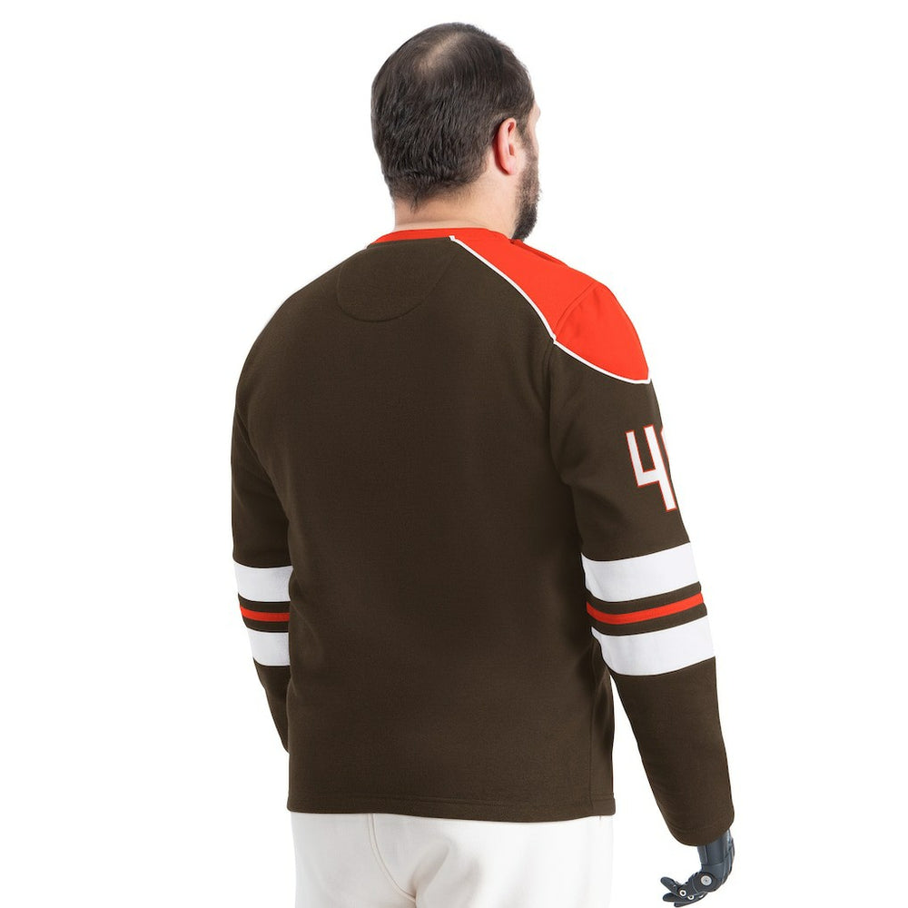 Cleveland Browns G-III Sports by Carl Banks Adaptive Lord Stanley Crewneck Sweatshirt - Brown Sweatshirts
