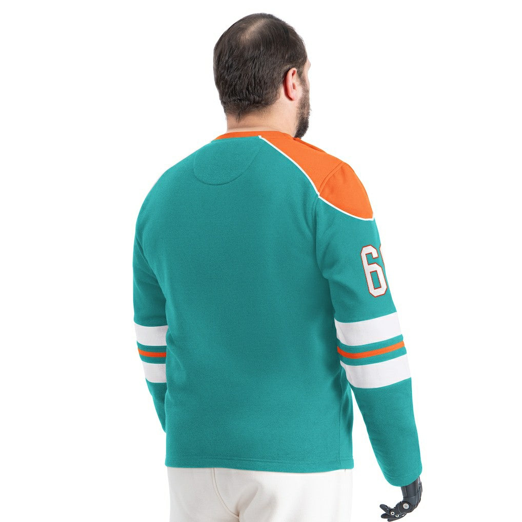 Miami Dolphins G-III Sports by Carl Banks Adaptive Lord Stanley Crewneck Sweatshirt - Aqua Sweatshirts