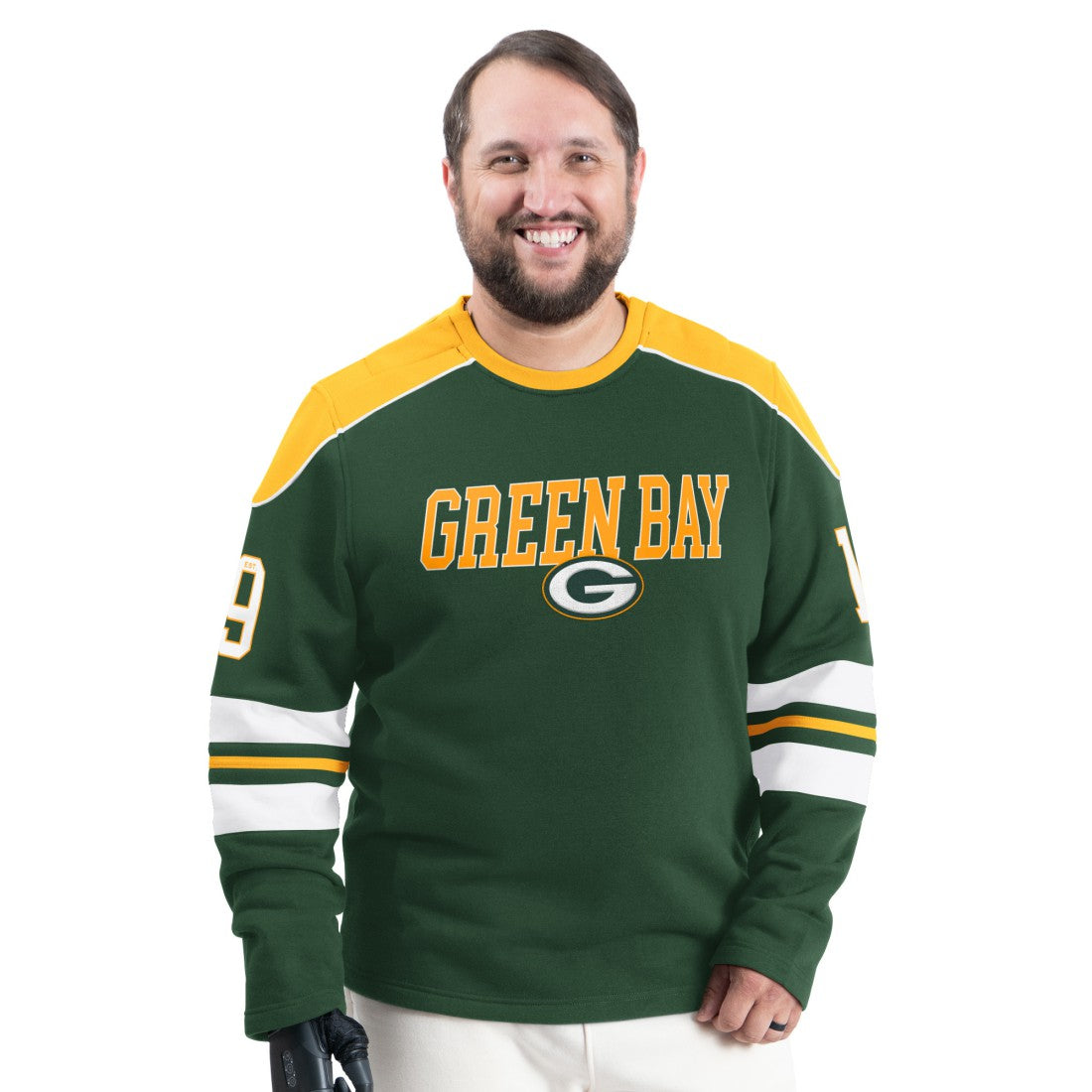 Green Bay Packers G-III Sports by Carl Banks Adaptive Lord Stanley Crewneck Sweatshirt - Green Sweatshirts