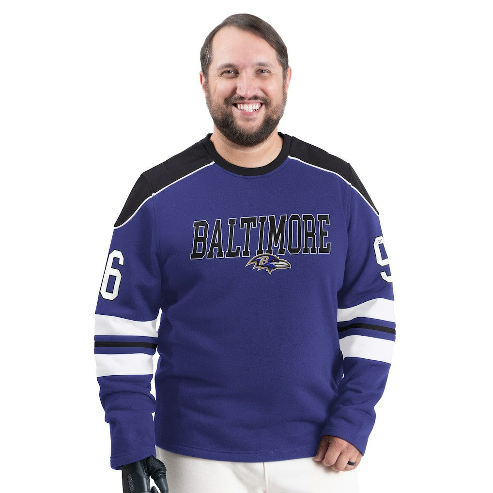 Baltimore Ravens G-III Sports by Carl Banks Adaptive Lord Stanley Crewneck Sweatshirt - Purple Sweatshirts